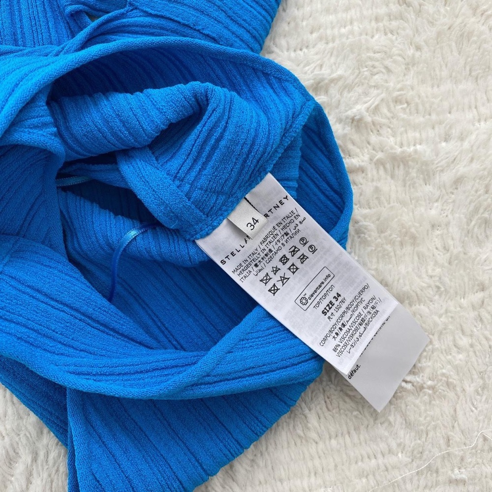 Stella McCartney Azure blue ribbed cut out stretch knit bodysuit - Picture 5 of 5